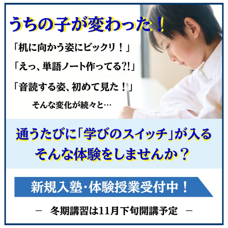 つばさ英語塾 うちの子が変わった!通うたび「学びのスイッチ」が入る、そんな体験をしませんか?新規入塾・体験授業受付中!冬期講習は11月下旬開講予定